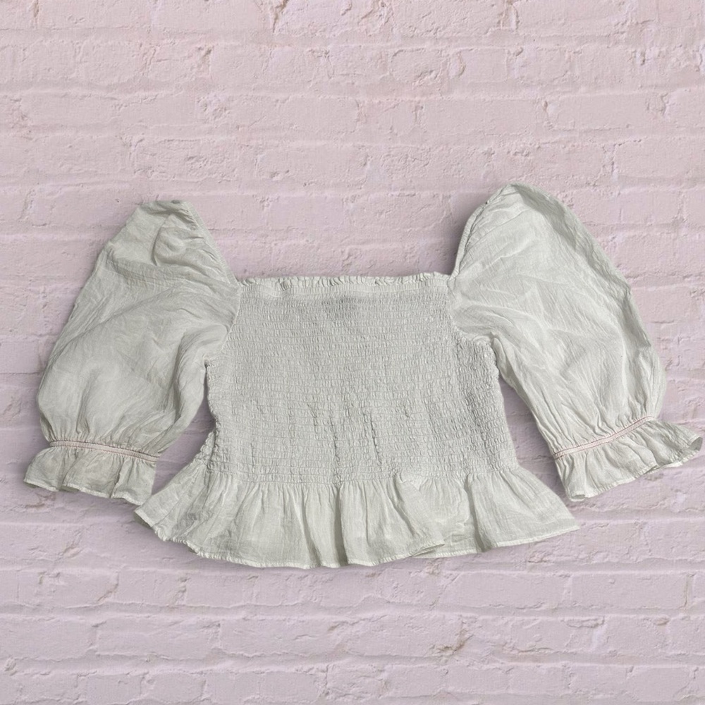 Tommy Hilfiger White Smocked Blouse